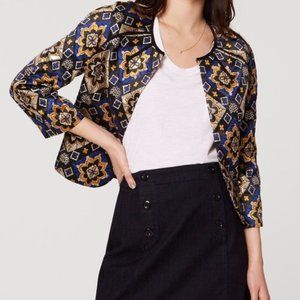 NWT LOFT Mosaic Jacquard Metallic Gold Jacket